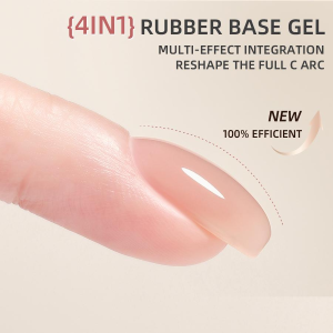 【Mother's Day】12ml Rubber Base Builder Gel,Needed Top Coat & UV/LED, Long Lasting 4-in-1 Milky White Foundation for Nails Strengthening & Thickening, Self-Leveling Soak Off Gel for Weak Damaged Nails